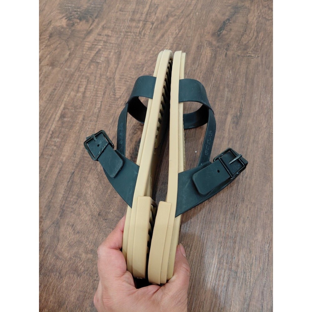 Crocs Tulum Toe Post Sandal Black Tan Rubber Comfort Sandals, Size Womens 10 - Picture 9 of 12